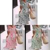 Wish Summer Printed Aline Dress With V Neck Short Sleeves For Street Style Women