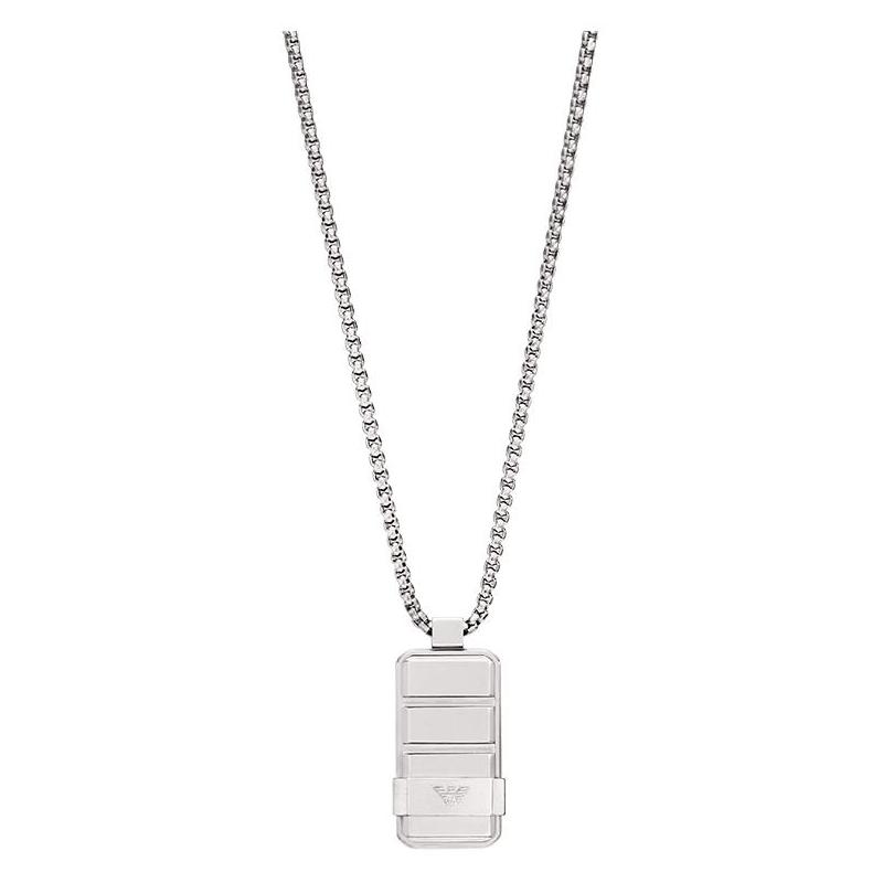 Emporio Armani Logo Engraving Design Steel Necklace Men s Silver EGS3078040_NLP серебряный