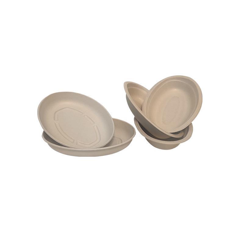 Disposable Eco-Friendly Oval Bagasse Plate/Bowl, 800ml, Microwaveable