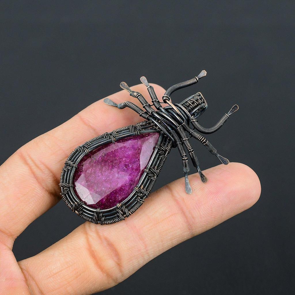 Ruby Pendant Gemstone Jewelry, 999 Copper Wire Wrapped Handmade Pendant, Latest Design Jewelry