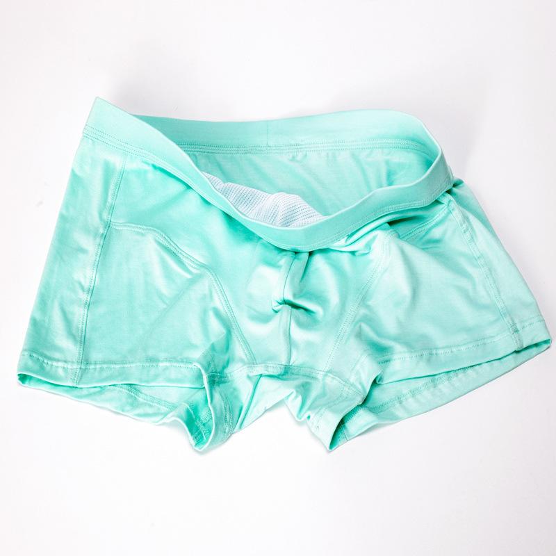 Men's Boxer Underwear with Four Corners Breathable Solid Color Youth Mid Waist Breathable