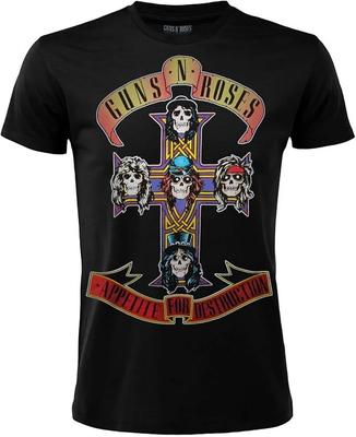 GUNS N' ROSES Black T-Shirt Fashion UK Appetite for Destruction Hard Rock Music