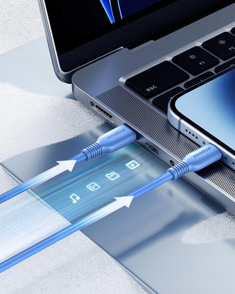 Innostyle Jazzy Usb-C Lightning Mfi Rýchlonabíjací Kábel Pre iPhone Kevlar 1M Modrý