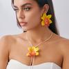 Orchid Flower Necklace Cloth Simulation Flower Earrings Personality Clavicle Chain  Ladies