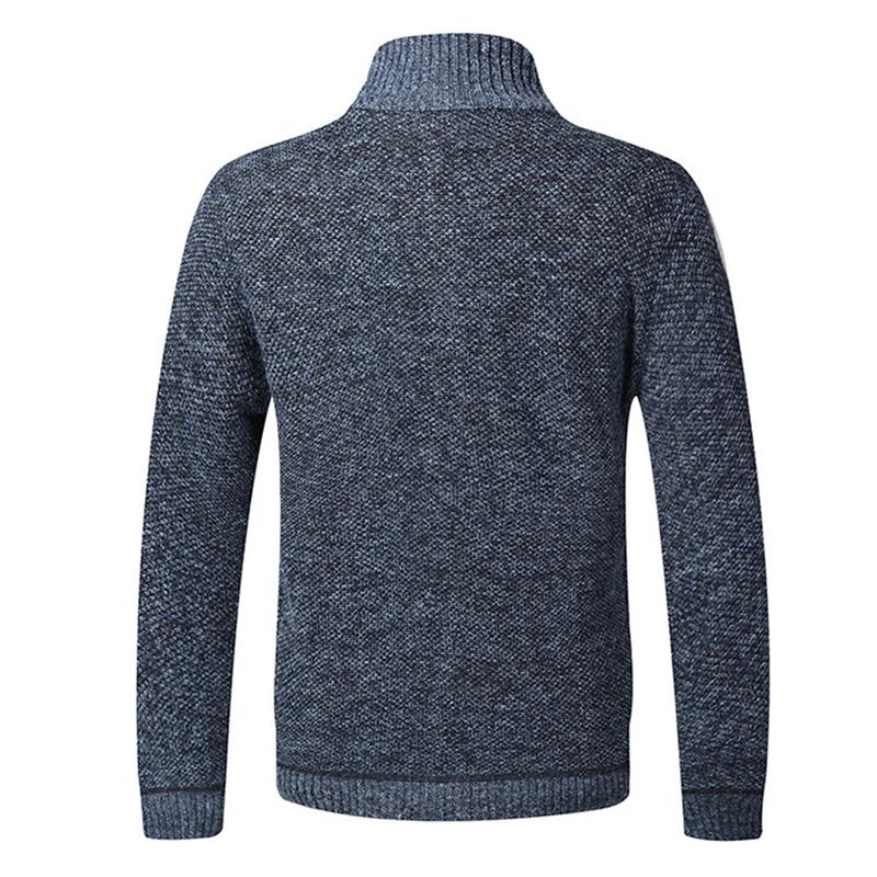 Otoño Invierno nueva chaqueta de hombre Slim Fit Stand Collar chaqueta con cremallera hombres sólido algodón grueso suéter cálido