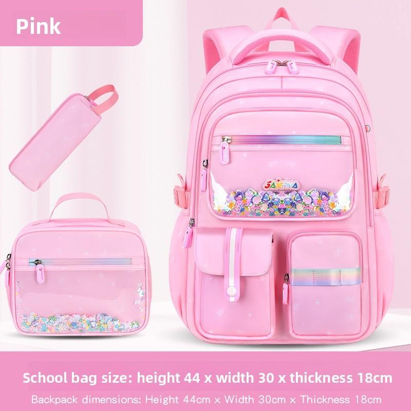 Girl School Backpack With Multiple Pockets And Lightweight Oxford Fabric For Elementary Students