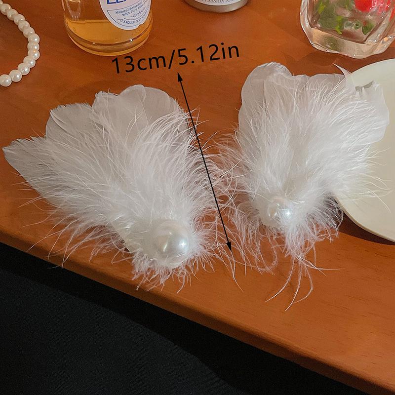 White Swan Feather Headdress Hairpin Halloween Clip Fairy Fluffy Hair Accessories Female Hanfu Plush Accessories Side Clip