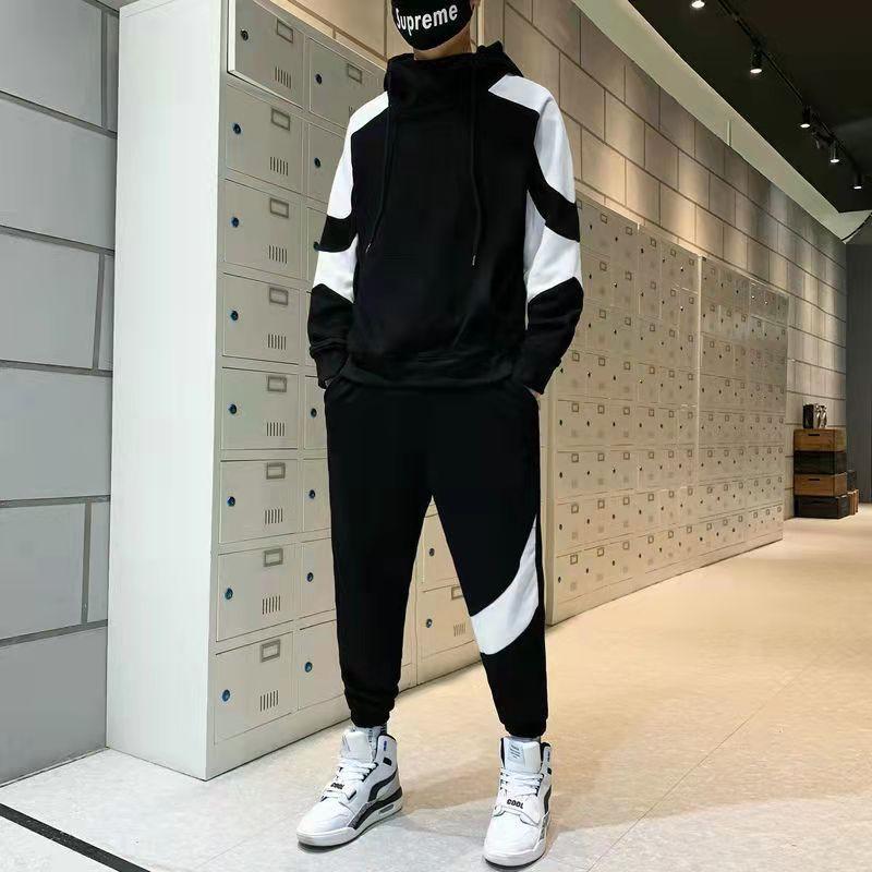 Autumn Casual Hooded Sweatshirt Sports Leg Tied Pants Set