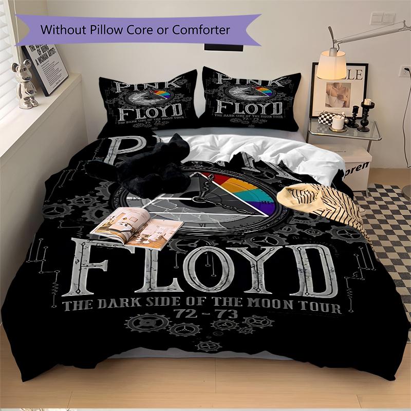 3-teiliges Pink Floyd Moon Tour Bettwäsche-Set Weicher Stoff Bettbezug Kissenbezüge Zuhause Weihnachts-Xmas Halloween Geschenk 1 Bettbezug 2 Kissenbezüge G1188