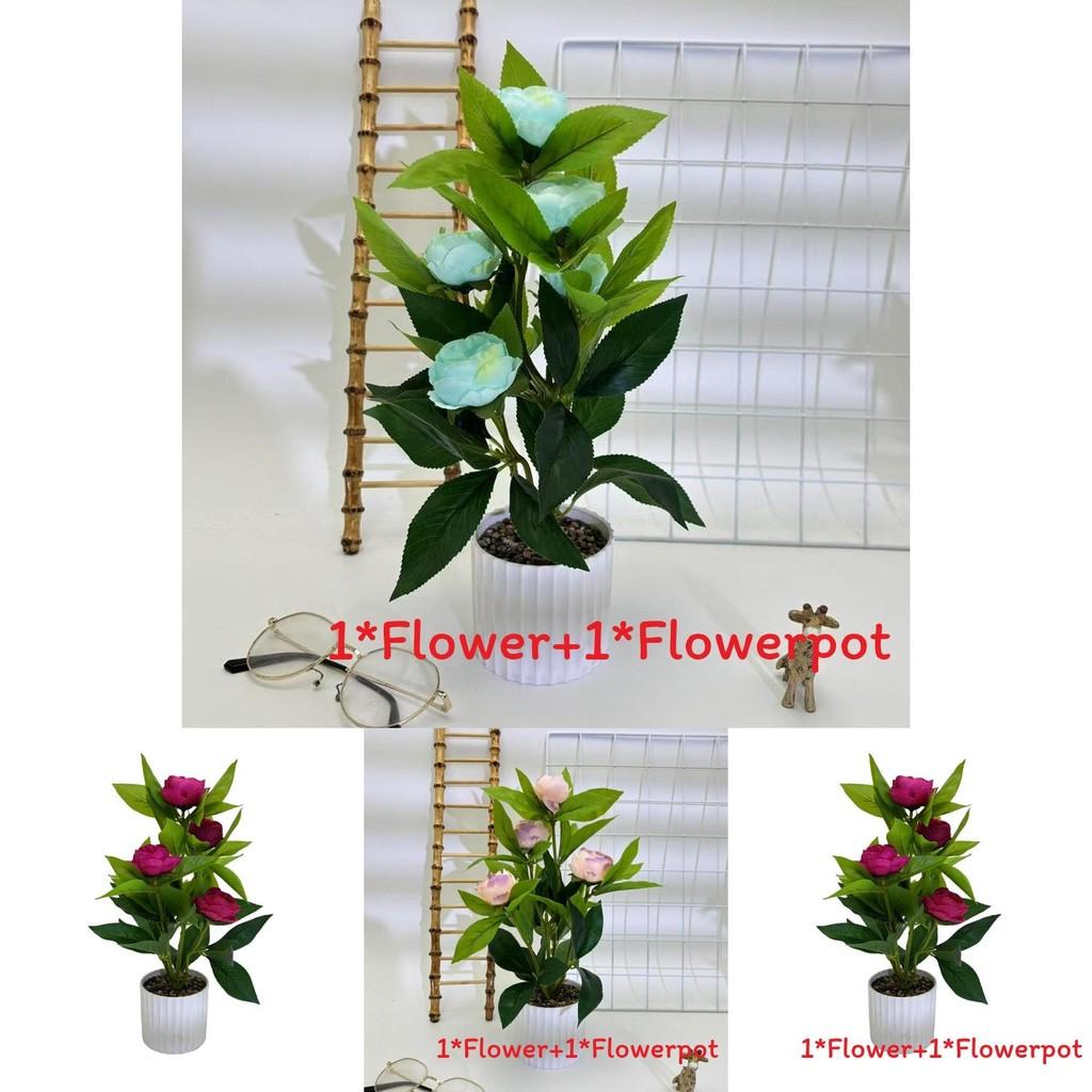 Rose Flower Arrangement Synthetic Potted Plant With Realistic Texture For Party And Outdoor Decor