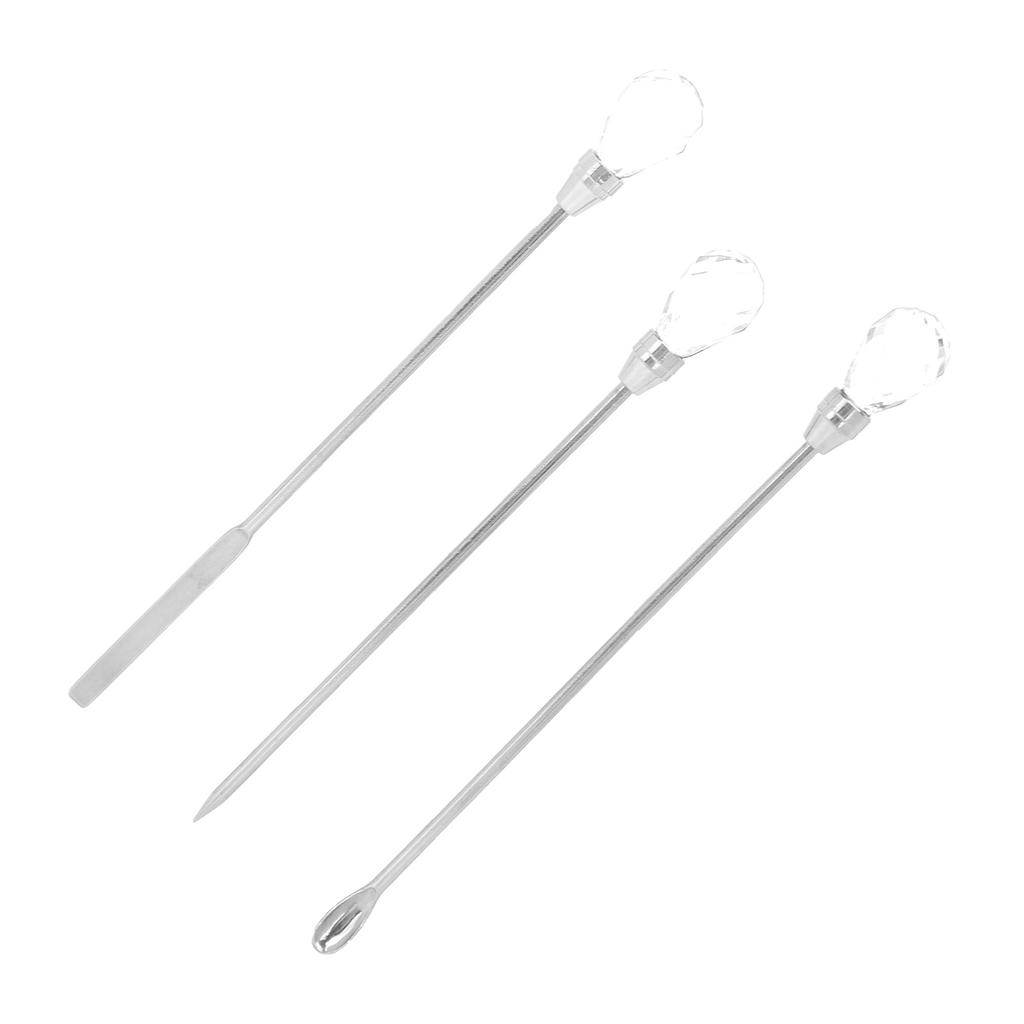 3Pcs Professional Nail Art Stirring Rod Spatula Set Stainless Steel Needle Stick Nail Tools