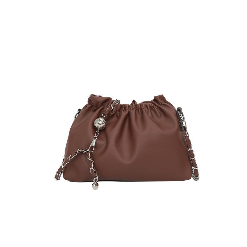 

Нишевая универсальная плиссированная сумка-облако женская новая цепочка однотонная на плечо через плечо сумка-мессенджер текстурная дорожная сумка-ведро one size fits all