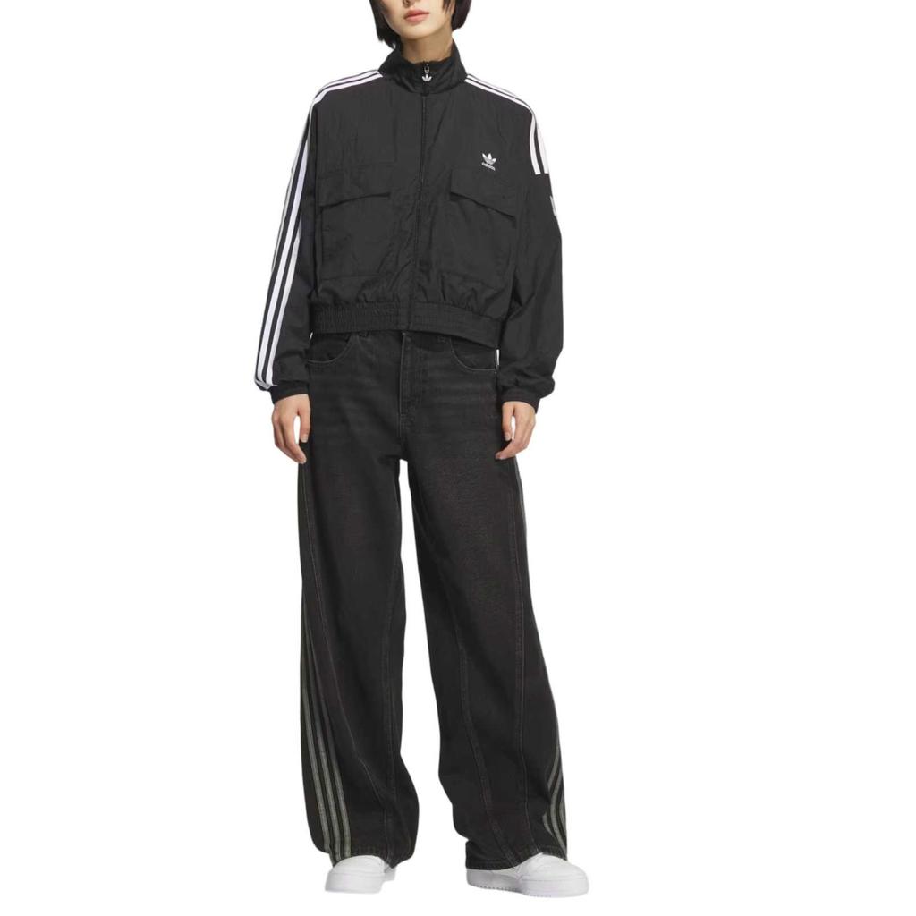 Adidas Casacos Originais Cor Sólida Gola Alta Zíper Jaqueta Casacos Femininos KG8512