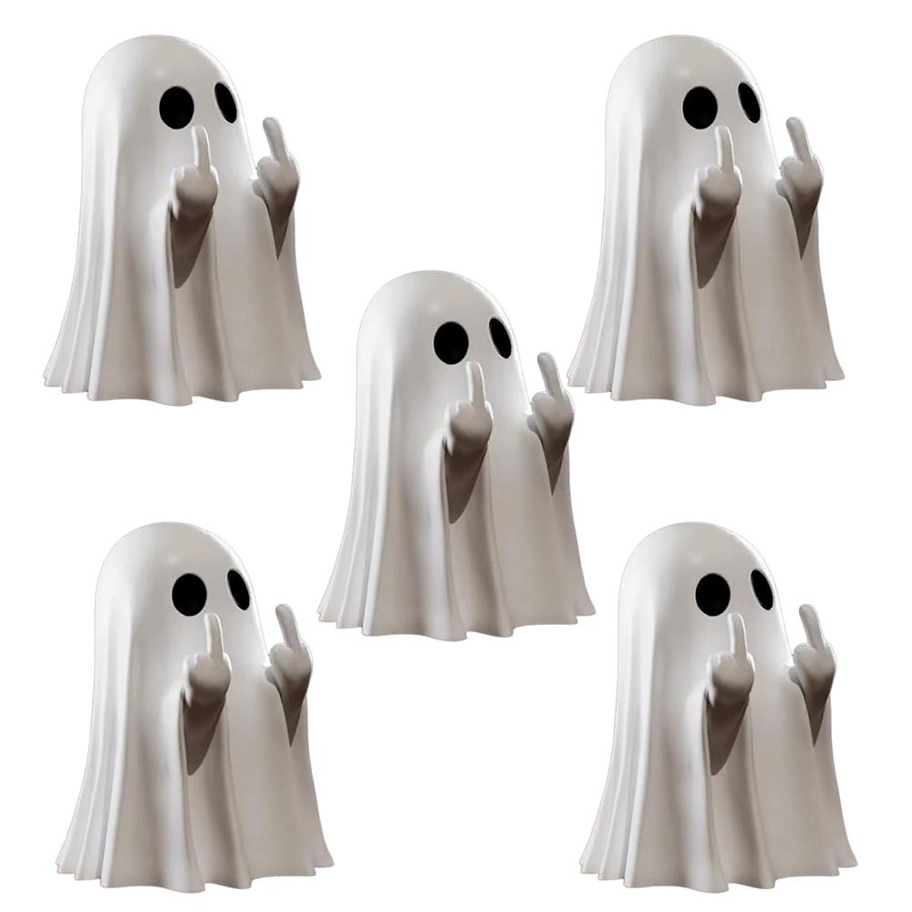 Xiaomi 1-10Pcs Cute Middle Finger Ghost Statue Funny Ghost Statue Small Scary Ghost Figurines Halloween Home Decor New Year's Gifts