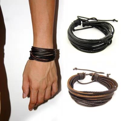 Neue männer Net Rot Leder Armband Koreanische Version Hübsche Persönlichkeit Dominierenden Trend Ins Geburtstag Geschenk Geflochtenen Seil