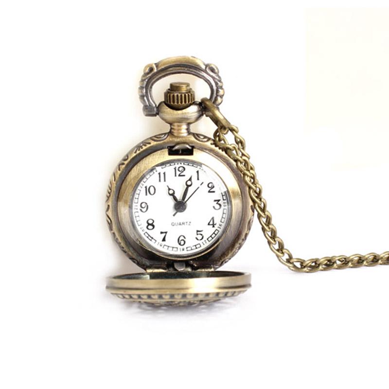.fashion Lotus Round Pocket watch  Quartz Clock stainless steel case  Pendant Necklace Chain  for Women Men Pocket Watch gift