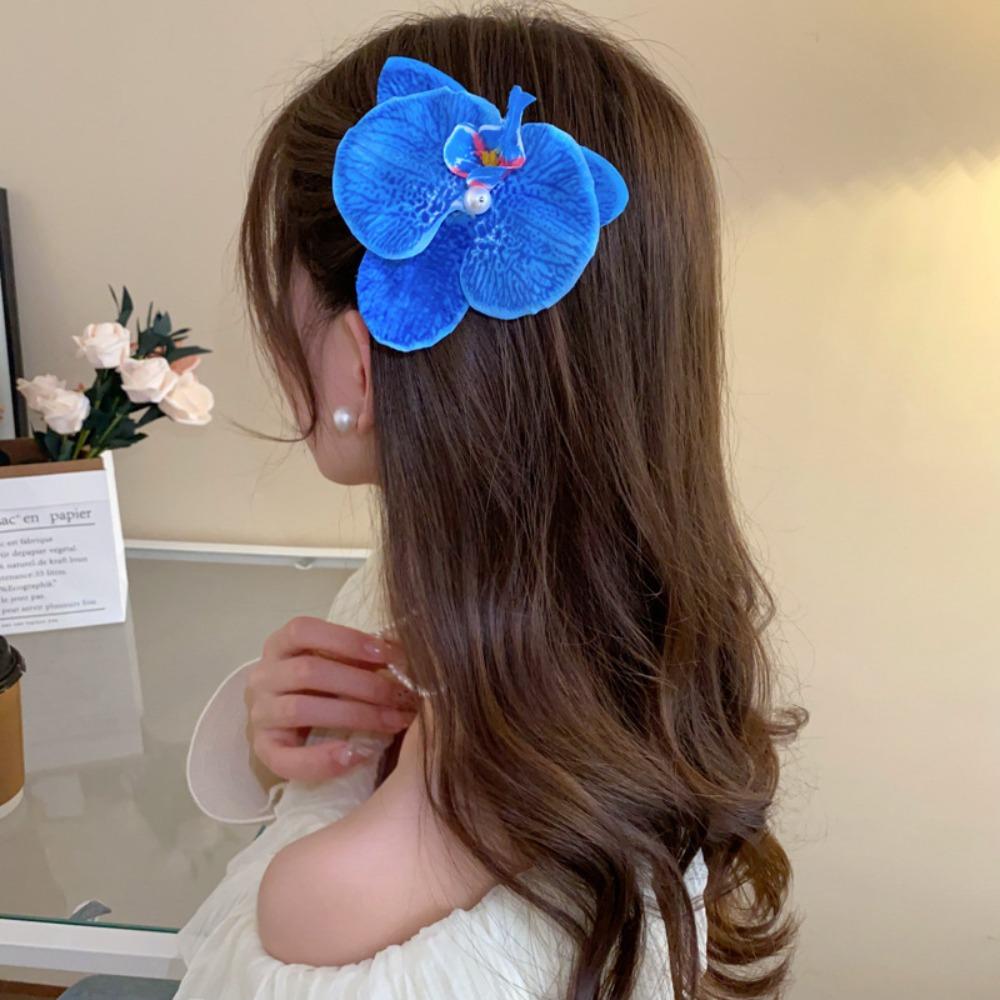 

Cloth Orchid Flower Hairpin Pearl Floral Phalaenopsis Flower Hairpin Sweet Girl Duckbill Clip Gift