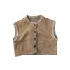 Vintage Unisex Kids Solid Sleeveless Cardigan Vest Casual Baby Outerwear