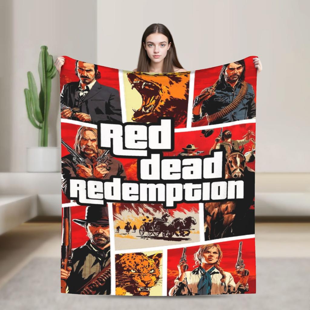 Arthur Morgan West Cowboy Action King Game Character Blanket Red Dead Redemption Plush Bedding Throws For Bedroom Flannel Cover