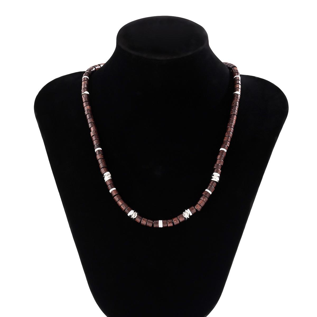 Богемная деревянная бусина-серфер ожерелье для мужчин Хип-хоп Нишевая простая цепочка на ключицу из бусин White K 05253