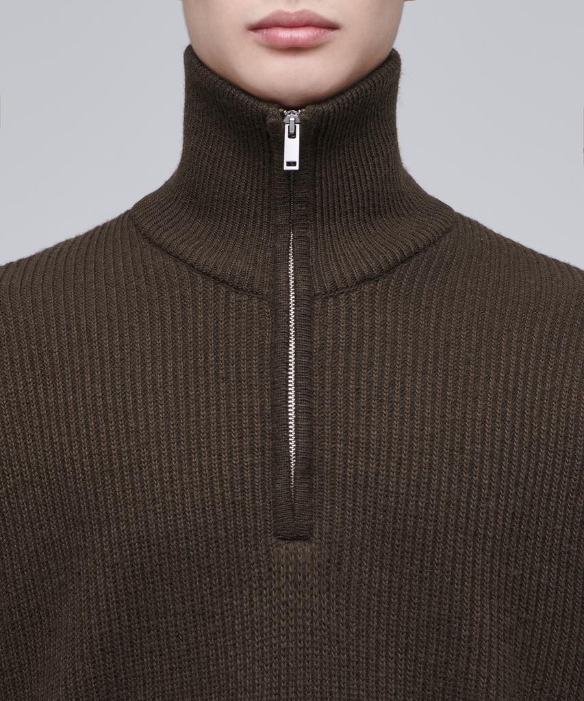 MUSINSA STANDARD Relaxed Ribbed Half Zip Knit [Brown]