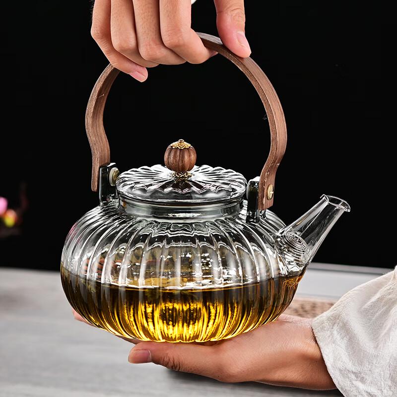 Shangqi Glass Teapot with Wooden Overhead Handle