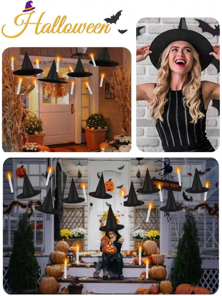 12PCS Halloween Party Decoration Hats Suitable For Both Men And Women Black Wizard Hats Halloween Party Costumes Accessories