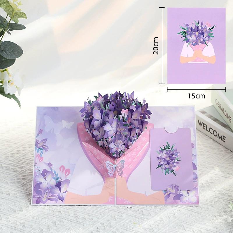 Ewige Blüte Popup-Karte für Valentinstag und Muttertag mit Laserschnitt-Motiv