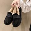 Winter Women's Soft Fur Lining Suede Casual Shoes Ladies House Warm Indoor Outdoor Cotton Shoes Non-slip Fashion Loafers Flats