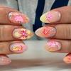 24pz Adesivi per Unghie in Gel 3D Ovali Corti, Crea Nail Art Fiore di Perla, Unghie Finte Acriliche French, Misura Corta Perfettamente Adatta Fal