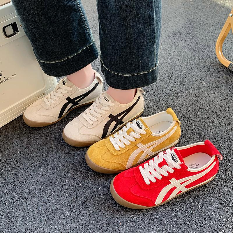 Red German Training Shoes Women's Spring 2025 New Super Fire Versatile Retro Sports Casual Striped Lace-up Forrest Gump Shoes