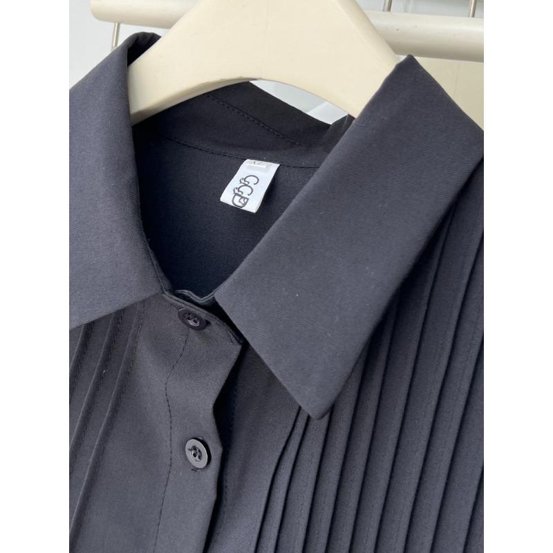 Plus Size Long Sleeve Pleated Shirt For Women Autumn