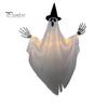 Halloween Hanging Decorations Ghost with Witch Hat, Light Up Spooky Party Backdrop Outdoor Decor for Porch Tree, Haunted House Scene Ornament Festive