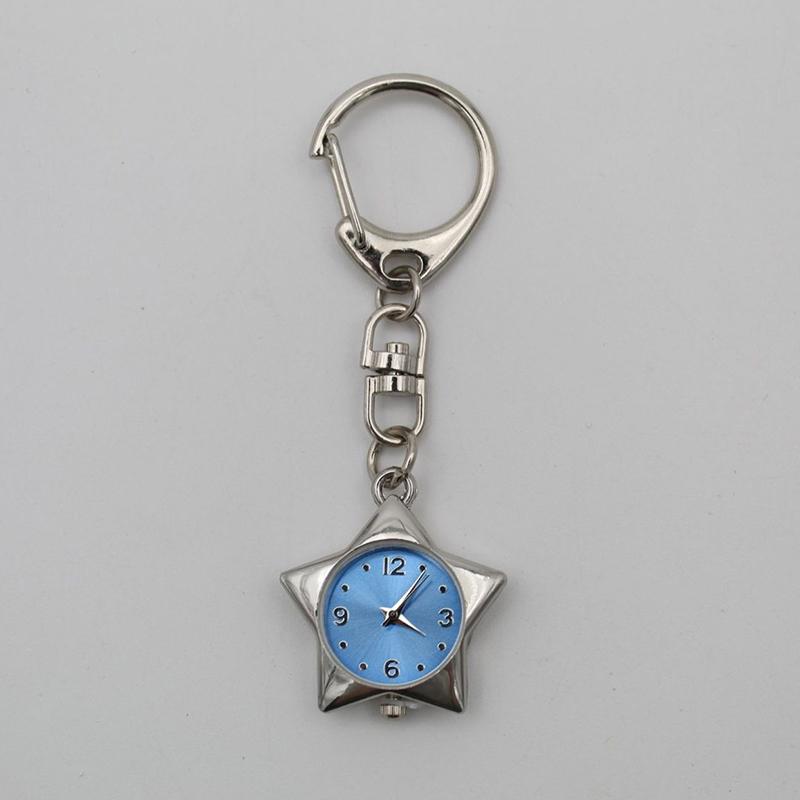 Star Pocket Watch Clock Keychain Zinc Alloy Trinkets Bag Charms Original Design Creative Pendant