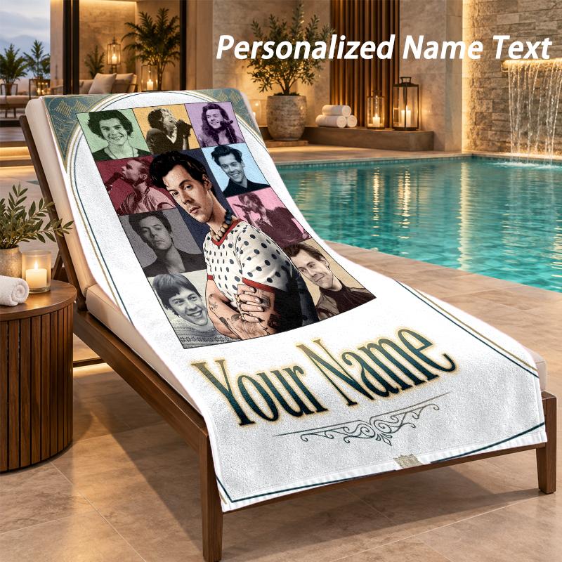 Asciugamano da Spiaggia Personalizzato con Nome Harry Styles Asciugamano Morbido Grande per Bagno Interno Spiaggia Esterna