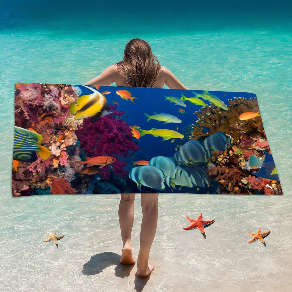 Pink Blue Leopard Animal Print Beach Towel Polyester Quick Drying Sandproof Bath Towel Summer Seaside Travel Outdoor Blanket