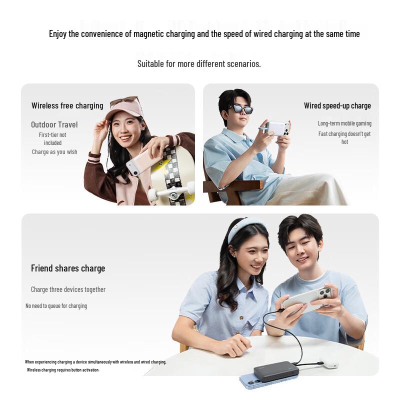CUKTECH CP12 Magnetic Wireless Power Bank with Built-in Cable
