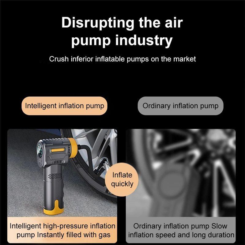 N61R-Portable Electric Car Tire Inflator Handheld Wireless Air Pump For Car Tires With Auto Stop LED Light