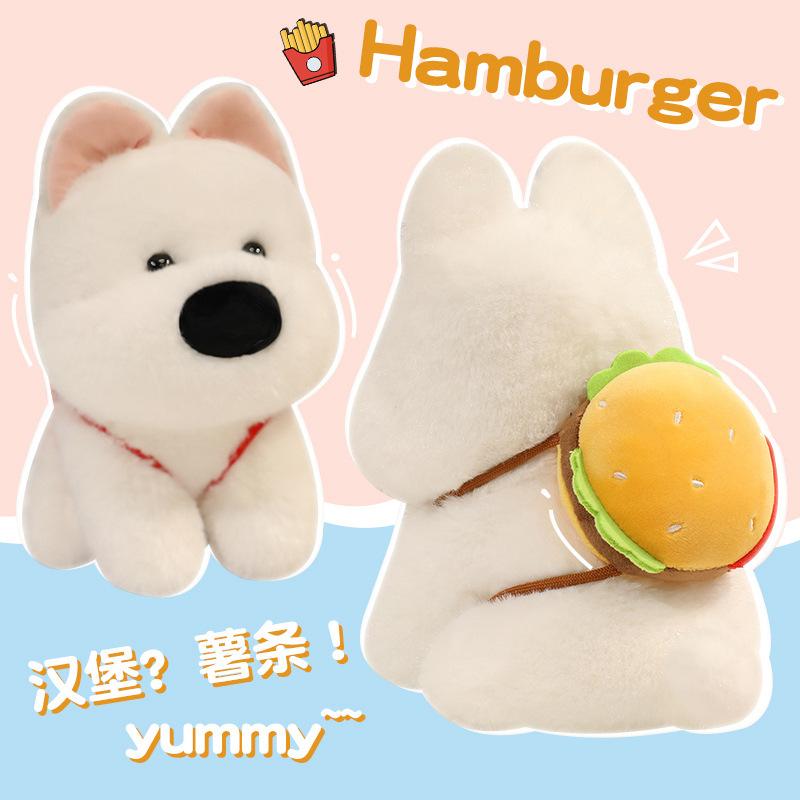 Niedlicher Weißer West Highland Welpen Rucksack Snack Puppe Foodie Freundin Geburtstagsgeschenk Plüschtier für Mädchen