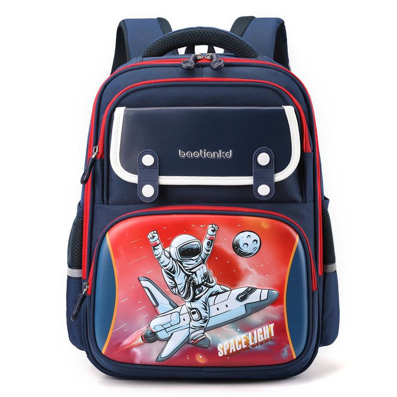 Adorable Cartoon Astronaut Backpack Lightweight Nylon Kids School Bag Red Spaceman