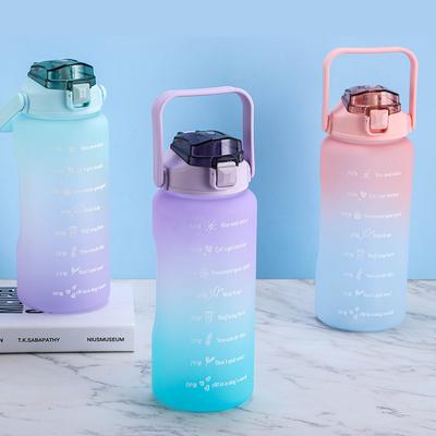 Gradient Color Plastic Cup 2000ml Space Cup, Portable Large-capacity Sports Water Cup for Outdoor Sports