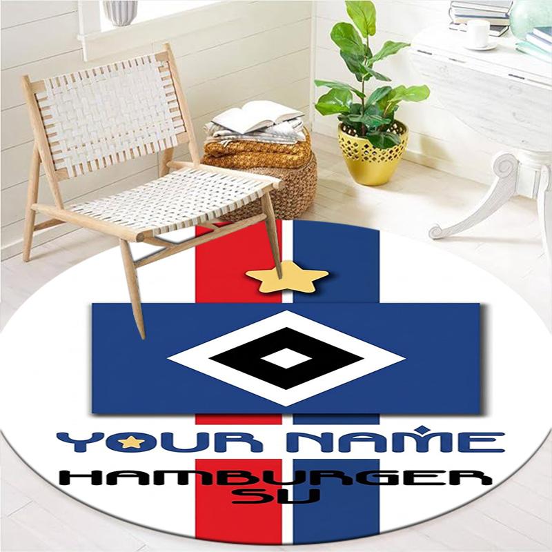 Blue Diamond Emblem Custom Name Round Area Rug Carpet Rug For Living Room Bedroom Sofa Playroom Decor Nonslip Floor Mat