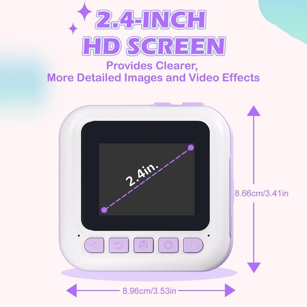 Kids Mini Instant Print Digital Camera with 48MP and 1080P Video for Fun Photography and Creative Coloring