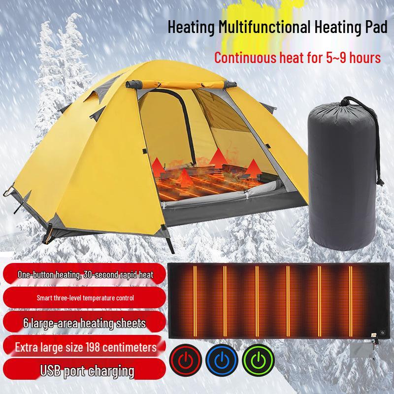 USB Electric Heated Outdoor Blanket: Non-slip, Foldable, Warm Sleeping Bag Pad for Camping and Car.