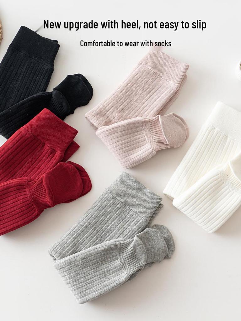 New Winter Girls' Velvet Tights: Thick, Vertical Stripe Base Layer Pants