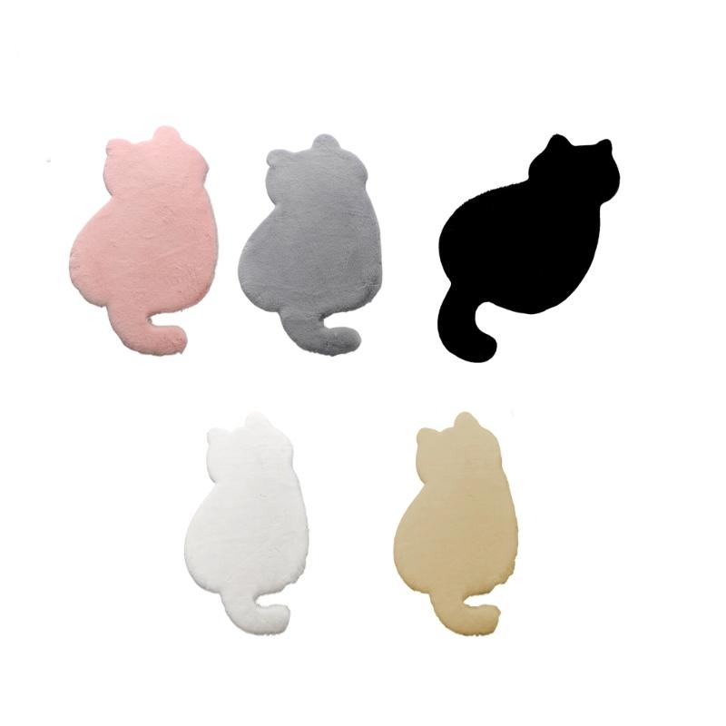 Bedroom Entryway Kitty Outline Accent Carpet with Soft Acrylic Floor Covering and Skid Resistant Backing for Daily Use