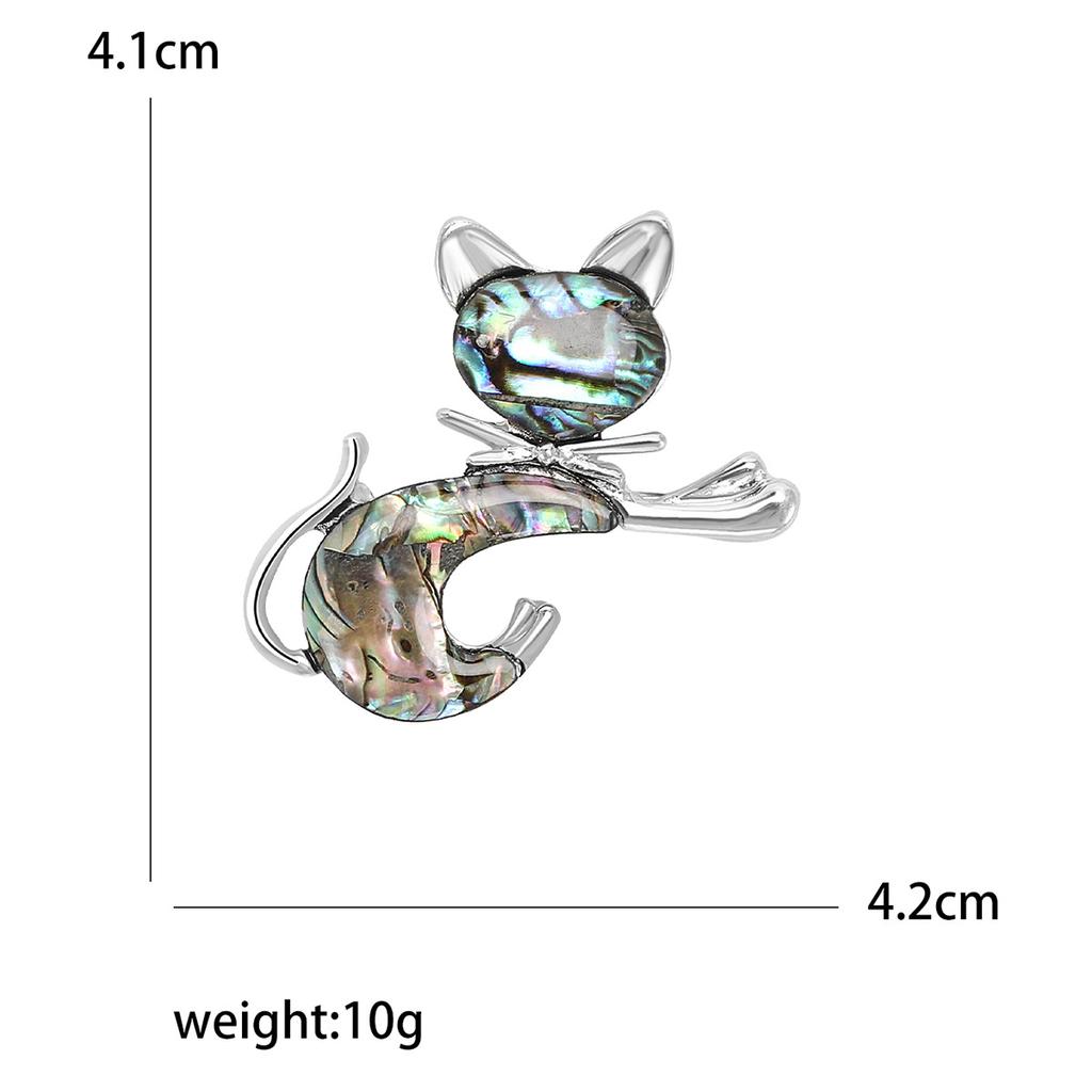 Creative High-End Shell Cat Brooch Jewelry, Fashionable Personalized Alloy Pin Brooch