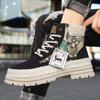 Men's Boots High Top Boots Fashion New Outdoor Motorcycle Boots Platform Comfortable Casual Shoes Lace-Up Work Male Ankle Boot