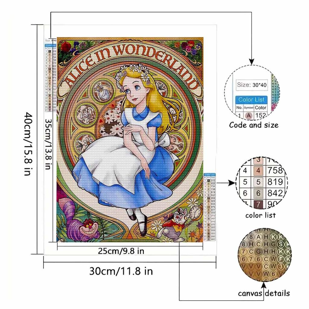 5D Diy Diamond Painting Lovely Alice Full Drill Rhinestones Mosaic Embroidery Handmade Products Home Decor Gift