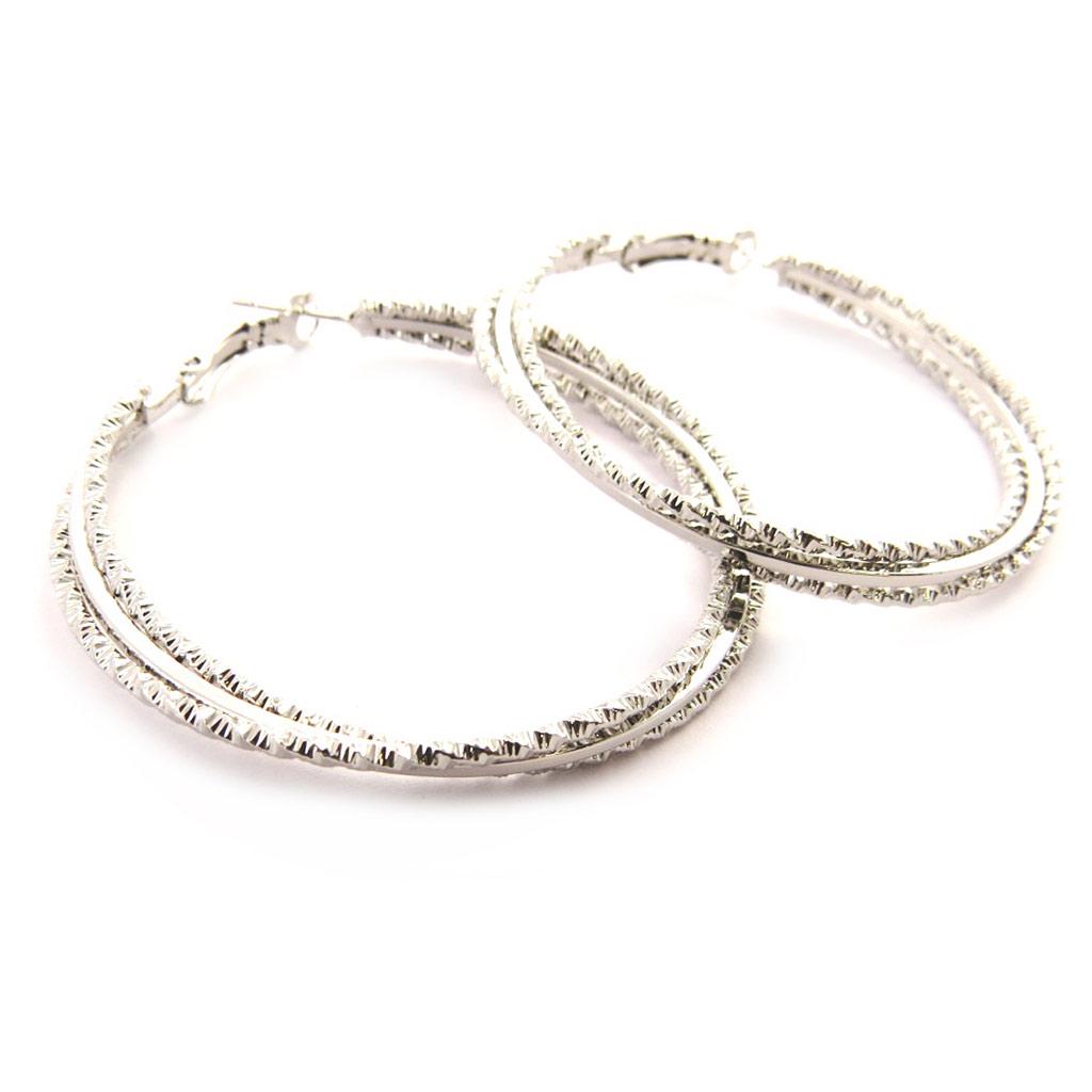 Les Trésors De Lily [M9308] - Silver 'Choréographie' Hoop Earrings Ø 50 Mm